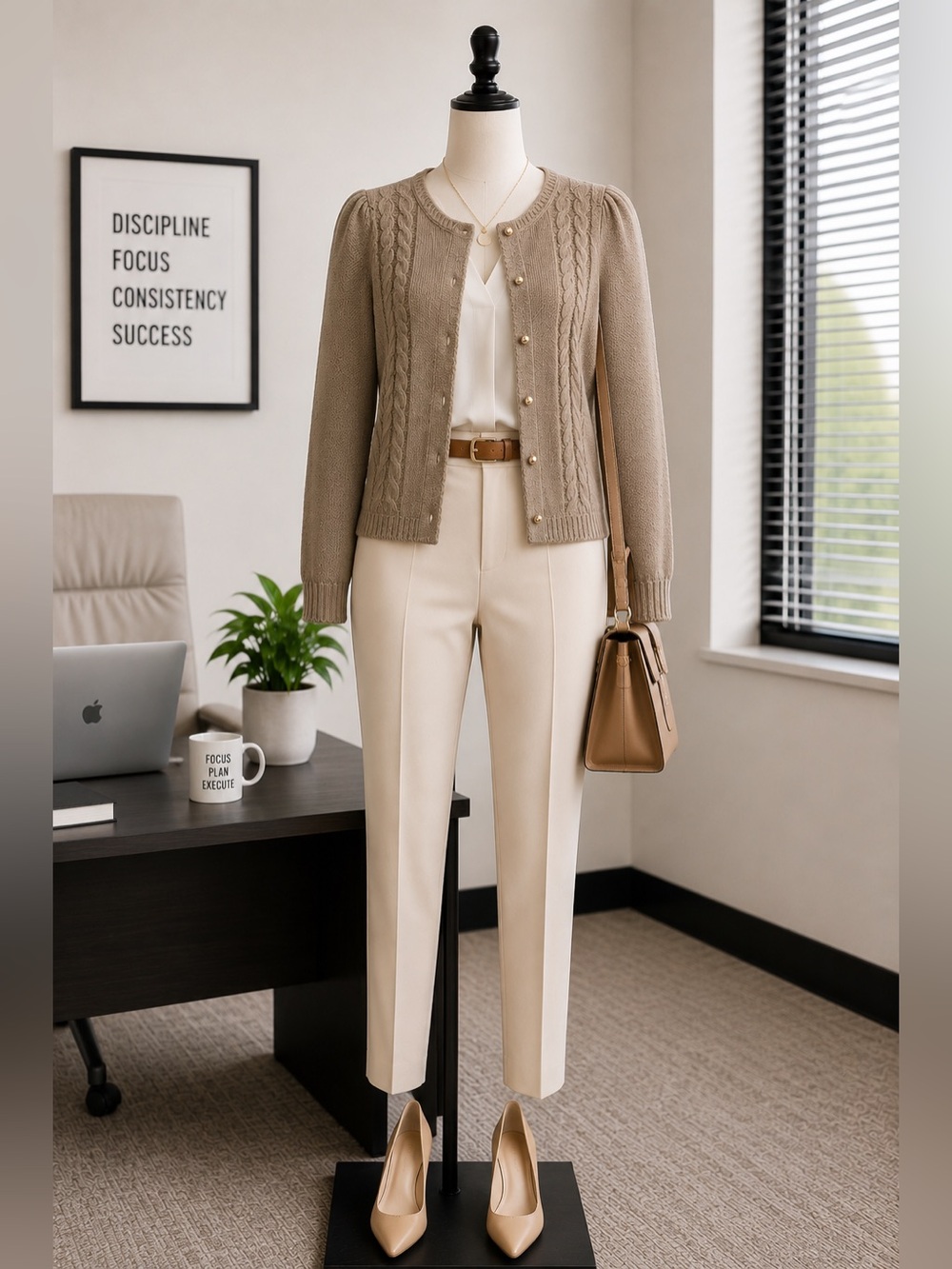Joie Classic Cable Knit Button-Front Sweater Cardigan - Taupe